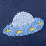 Autumn Arrival Kids Boys Rocket and Planet Cartoon Pattern Crew Neck Long Sleeves Top Sweatshirt