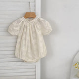 Summer Girls Solid Color Flowers Embroidery Short Sleeves Onesies and Girls’ Dress – Princess Sister Matching Set - MyKids-USA™