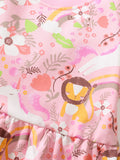 Spring And Summer Baby Girls Short Sleeves Rainbow Animals Floral Cartoon Dress - MyKids-USA™