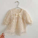 Baby Girl Mesh Patched Design Suqare Neck Onesies Dress & Dress - MyKids-USA™