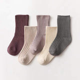 Baby Unisex 1Lot=5Pairs Solid Pit Bar Double-Needled Socks