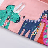 Summer Pure Cotton Animals Cartoon Pattern Short Sleeves Dress for Stylish Girls