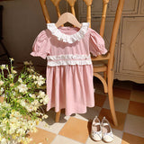 New Arrival Summer Kids Girls Short Sleeves Ruffle Collar Princess Dress - MyKids-USA™
