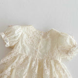 Summer Arrival Baby Girls Cute Solid Color Short Sleeves Floral Tulle Patchwork Dress Design Onesies - MyKids-USA™