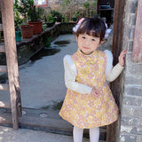 Autumn and Winter Arrival Baby Girls Fleece Sleeveless Floral Warm Dress