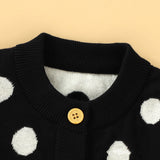 Baby Girl Polka Dot Pattern Single Breasted Design Knitted Lovely Cardigan