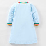 Design Autumn Girls Vivid Colorful Pencils And Rainbow Pattern Long Sleeves Dress