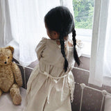 Spring Baby Girls Solid Color Square Neck Princess Dress - MyKids-USA™