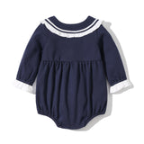 Baby Girl Solid Color Tie Dye Patched Design Doll Neck Sailor Style Onesies Bodysuit - MyKids-USA™