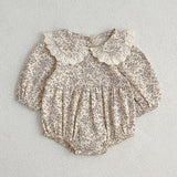 Adorable Baby Lace Collar Romper And Floral Print Girls’ Dress – Princess Sister Matching Set