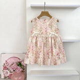 Summer Arrival Girls Cute Flowers Pattern Sleeveless Onesies and Dress – Princess Sister Matching Set
