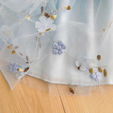 Summer Hot Selling Kids Girls Cute Blue Sleeveless Floral Tulle Dress