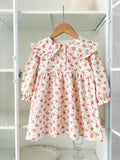Spring and Autumn Stylish Floral Print Long-sleeved Dress with Collar for Girls - MyKids-USA™