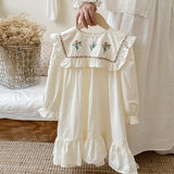 Hot Selling Autumn Girls Flowers Embroidery Pattern Long Sleeves French Style Dress - MyKids-USA™