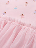 Spring And Summer Baby Girls Short Sleeves Dancers Cartoon Pattern Chiffon Dress - MyKids-USA™