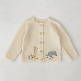 Autumn Arrival Baby Unisex Comfortable Animals Cartoon Embroidery Pattern Knitted Long Sleeves Cardigan