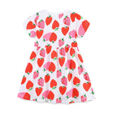 Summer Pure Cotton Fruits Strawberry Pattern Short Sleeves Dress for Stylish Girls - MyKids-USA™