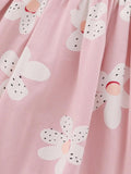 Spring And Summer Baby Girls Short Sleeves Floral Pink Dress