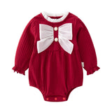 Baby Solid Color Big Bow Patched Design Beautiful Princess Onesies