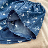 Summer Baby Kids Boys Abstract Cartoon Pattern Denim Turn-Down Collar Shirt And Shorts Clothing Set - MyKids-USA™