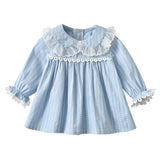 Baby Girl Heart Pattern Ruffle Doll Neck Shirt Combo Embroidered Pants Sets