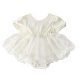 Summer Arrival Baby Cute Solid Color Short Sleeves Tulle Design Onesies