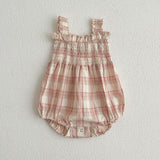 Summer Baby Girls French-style Plaid Sleeveless Onesies and Dress – Princess Sister Matching Set