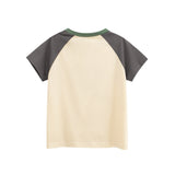 Summer Girls’ Cartoon and Letters Print T-shirt in European and American Style