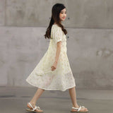 New Arrival Summer Kids Girls French Style Chiffon Fashion Short Sleeves Floral Dress