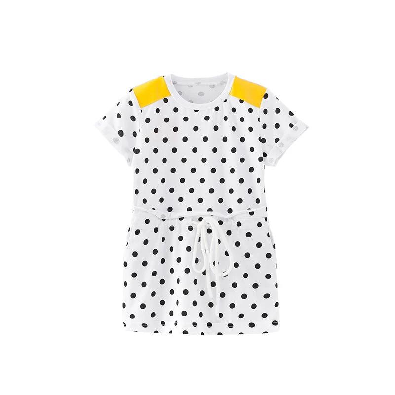 Girls’ Polka Dots Short Sleeves T-Shirt Design Dress In European And American Style For Summer - MyKids-USA™