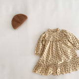 Baby Girls Floral Print Ruffle Design O-Neck Pull Sleeved Dress - MyKids-USA™