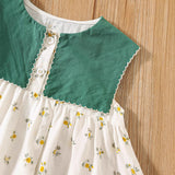 Summer Baby Kids Girls Floral Sleeveless Color Patchwork Collar Dress - MyKids-USA™