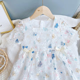 Baby Girl Butterfly Print Lace Patchwork Design Square-Collar Dress - MyKids-USA™
