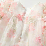 Summer Arrival Baby Girls Cute Floral Printed Pattern Fly Sleeves Tulle Dress with Hat - MyKids-USA™