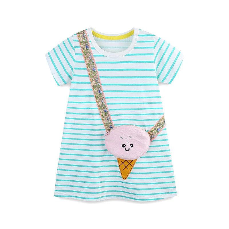 Summer Arrival Ice-Cream Cartoon Pattern Short Sleeves Dress for Stylish Girls - MyKids-USA™
