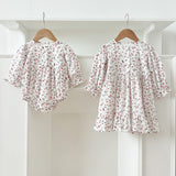 Spring Baby Girls French-style Floral Print Long-sleeved Onesies and Dress – Princess Sister Matching Set - MyKids-USA™