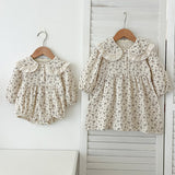 Arrival Spring Baby Kids Girls Long Sleeves Floral Print Onesies and Dress – Princess Sister Matching Set - MyKids-USA™
