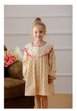 Arrival Autumn Girls Cherry Pattern Single Breasted Long Sleeves Dress with Embroidery Collar - MyKids-USA™