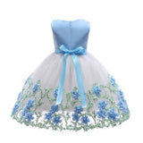 Baby Girl Flower Mesh Overlay Design Bow Tie Vest Dress Birthday Formal Dress - MyKids-USA™