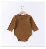 Spring Arrival Baby Unisex Long Sleeves Striped Onesies Bodysuits with Simple Embroidery - MyKids-USA™