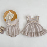 Summer Baby Girls Casual Striped Pattern Sleeveless Onesies and Dress – Princess Sister Matching Set