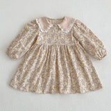 Floral Adorable Baby Turndown Lace Trim Collar Onesies And Girls’ Dress – Princess Sister Matching Set