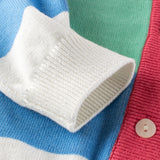 Baby Girl Colorful Striped Pattern Single Breasted Design Knit Cardigan - MyKids-USA™