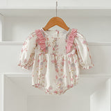 Spring Baby Girls French-style Floral Long-sleeved Onesies and Dress – Princess Sister Matching Set
