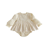 Spring New Design Baby Vintage Long Sleeves Mesh Onesie For Girls - MyKids-USA™