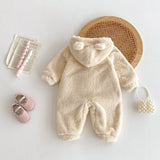 Winter Arrival Baby Cute Teddy Hooded Design Warm Fleece Rompers - MyKids-USA™