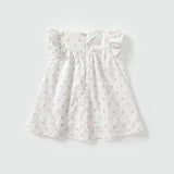 Summer Arrival Baby Girls Cute Floral Embroidered and Printed Pattern Fly Sleeves Dress