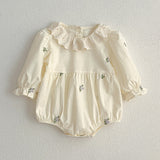Floral Adorable Baby Doll Collar Onesies And Girls’ Dress – Princess Sister Matching Set