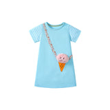 Summer Arrival Ice-Cream Cartoon Pattern Short Sleeves Dress for Stylish Girls - MyKids-USA™