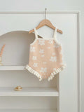 New Arrival Summer Baby Kids Girls Knit Flowers Pattern Sleeveless Strap Onesies